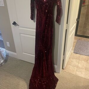 Elegant Burgundy Sequin Gown